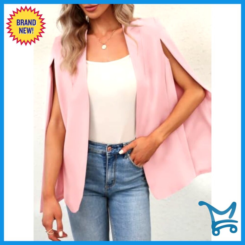 Split Sleeve Cape Blazer Open Front Workwear Jack… - image 2